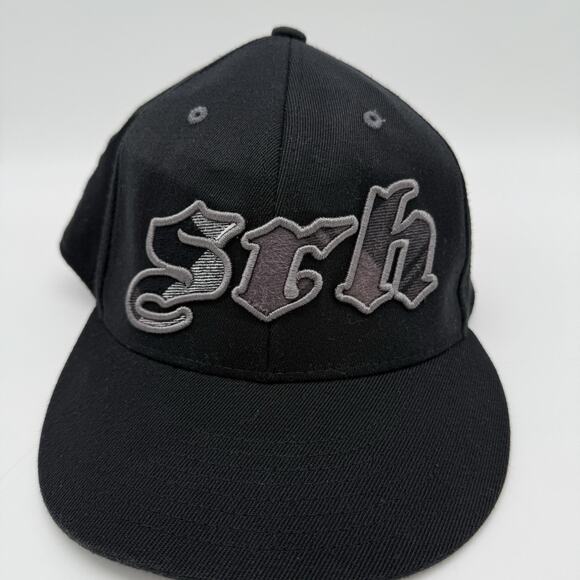 SRH Flex Fit 210 Fitted Men's Baseball Hat Cap Black W/ Plaid Logo 7 1/4-7 5/8 - Picture 2 of 9